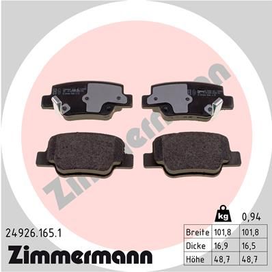 Juego de pastillas de freno ZIMMERMANN 24926.165.1
