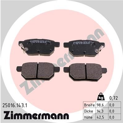 Juego de pastillas de freno ZIMMERMANN 25016.143.1