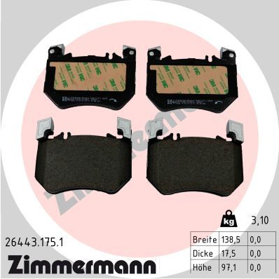 Juego de pastillas de freno ZIMMERMANN 26443.175.1