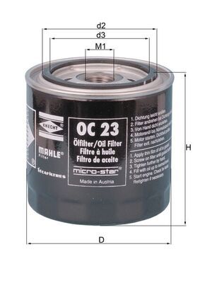 Filtro de aceite MAHLE OC 23 OF
