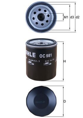 Filtro de aceite MAHLE OC 981