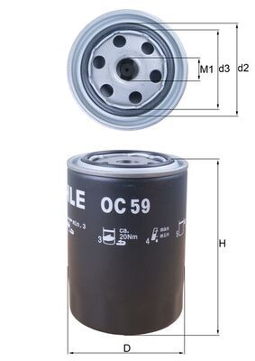 Filtro de aceite MAHLE OC 59