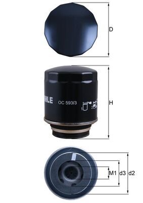 Filtro de aceite MAHLE OC 593/3