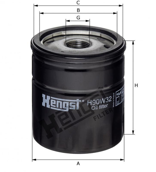 Filtro de aceite HENGST FILTER H90W32