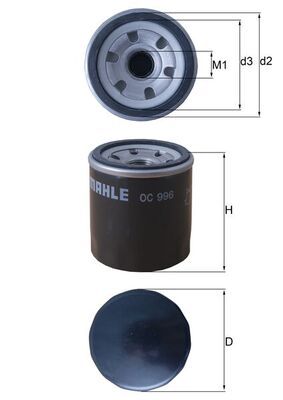 Filtro de aceite MAHLE OC 996