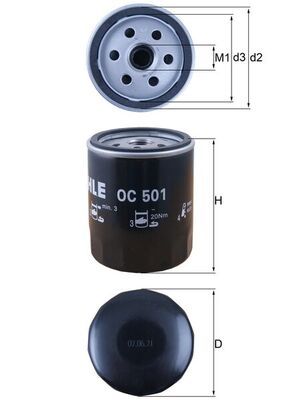 Filtro de aceite MAHLE OC 501