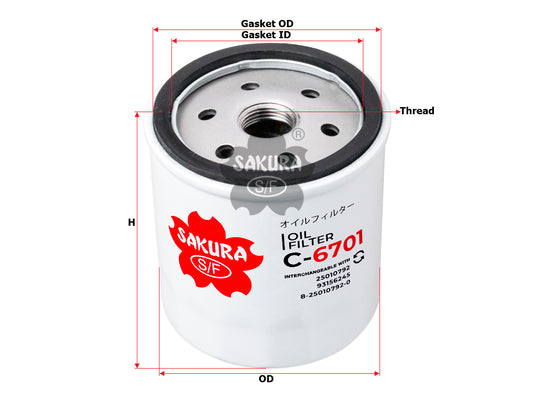 Filtro de aceite SAKURA Automotive C-6701