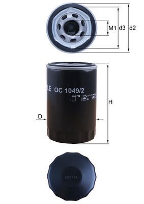 Filtro de aceite MAHLE OC 1049/2