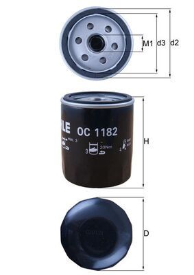Filtro de aceite MAHLE OC 1182